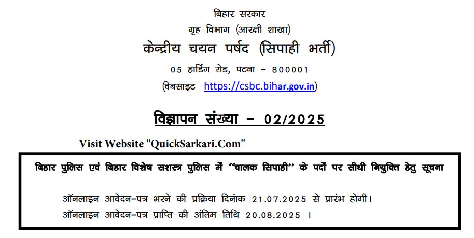 Bihar Police Recruitment 2025 - 4361 Posts