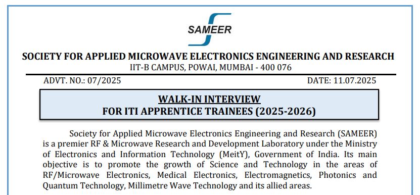 SAMEER Recruitment 2025